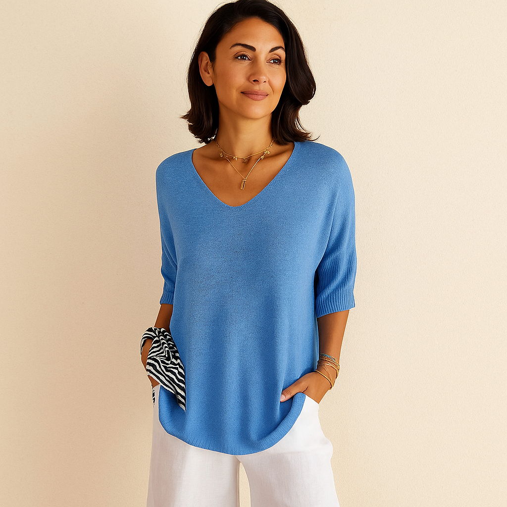 Fiona Knitted V-Neck Top for Women