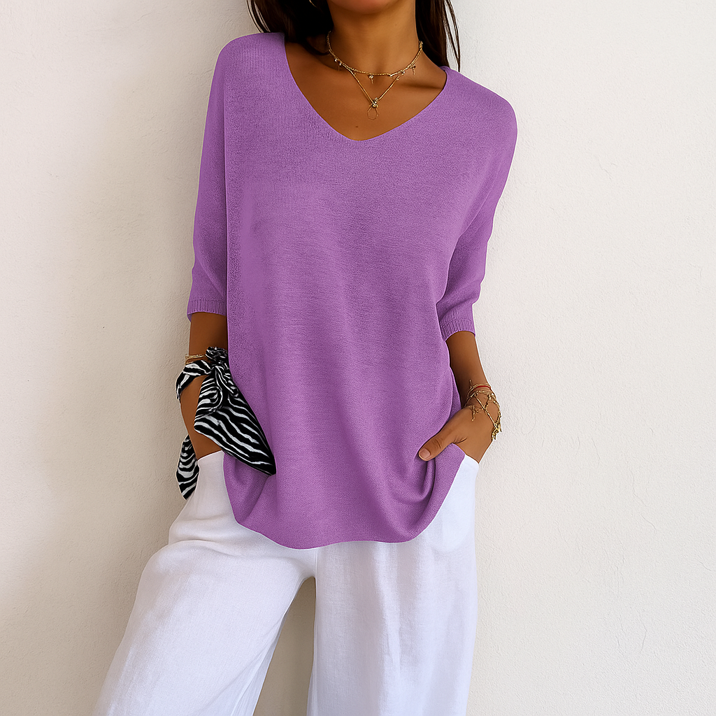Fiona Knitted V-Neck Top for Women