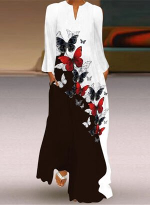 Eveline | Maxi dress with a loose fit and long sleeves