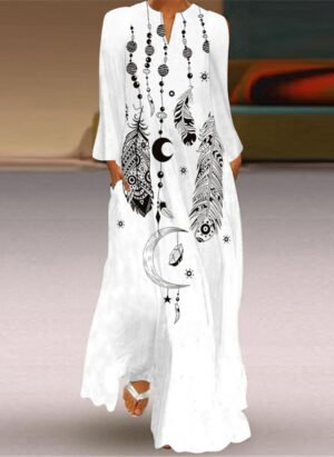 Eveline | Maxi dress with a loose fit and long sleeves