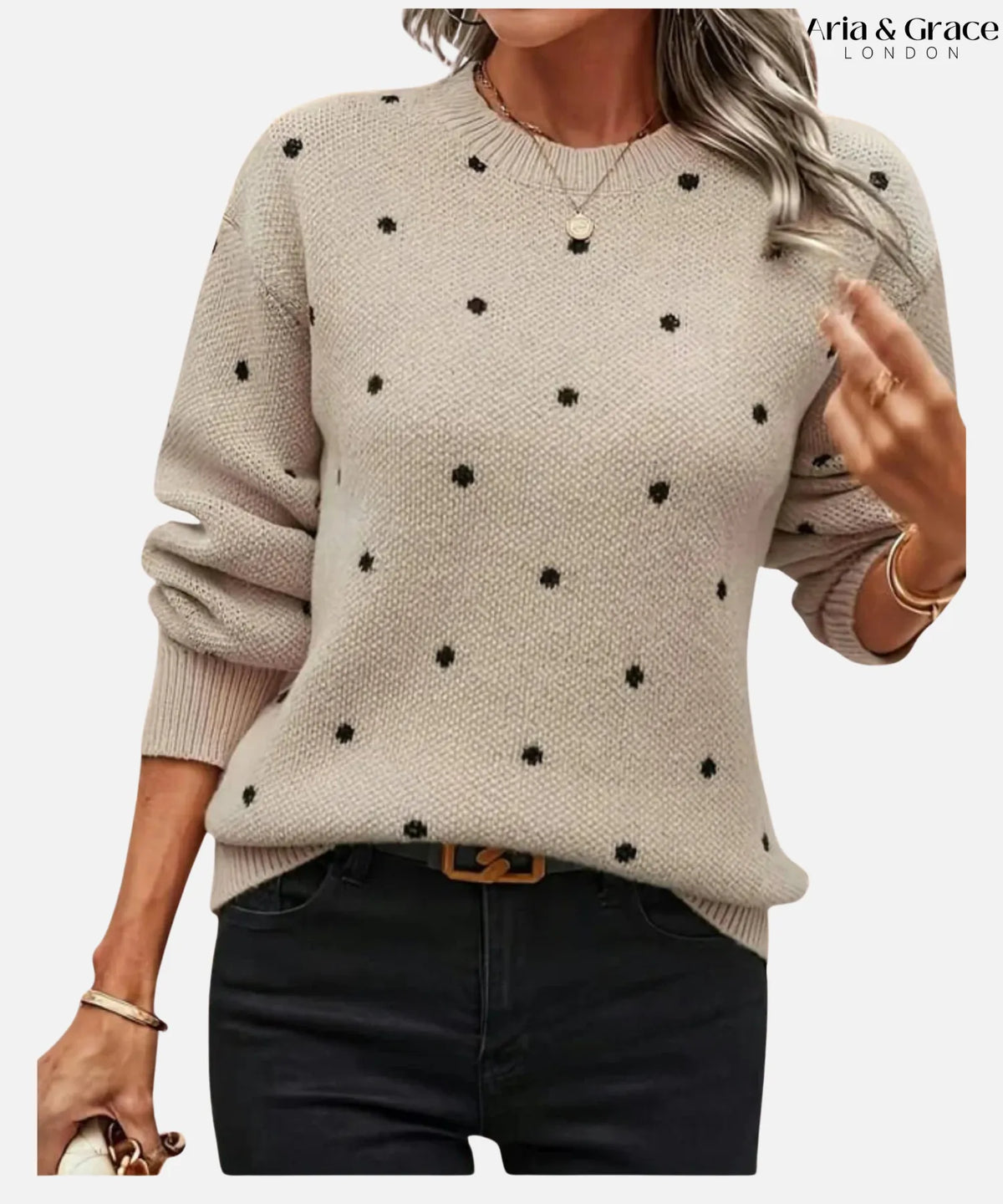 Nora | Knitted Sweater with Polka Dot Design