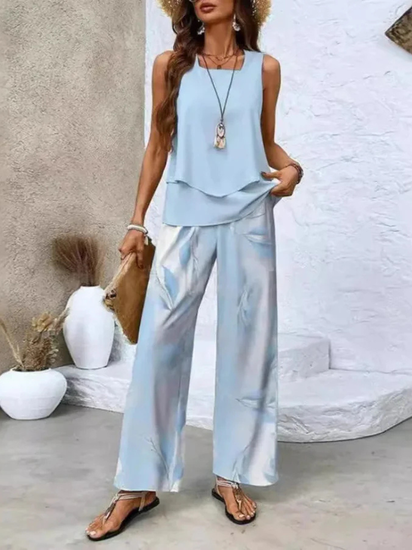 Ovelynra™ | Sleeveless Top and Wide-Leg Trousers Set