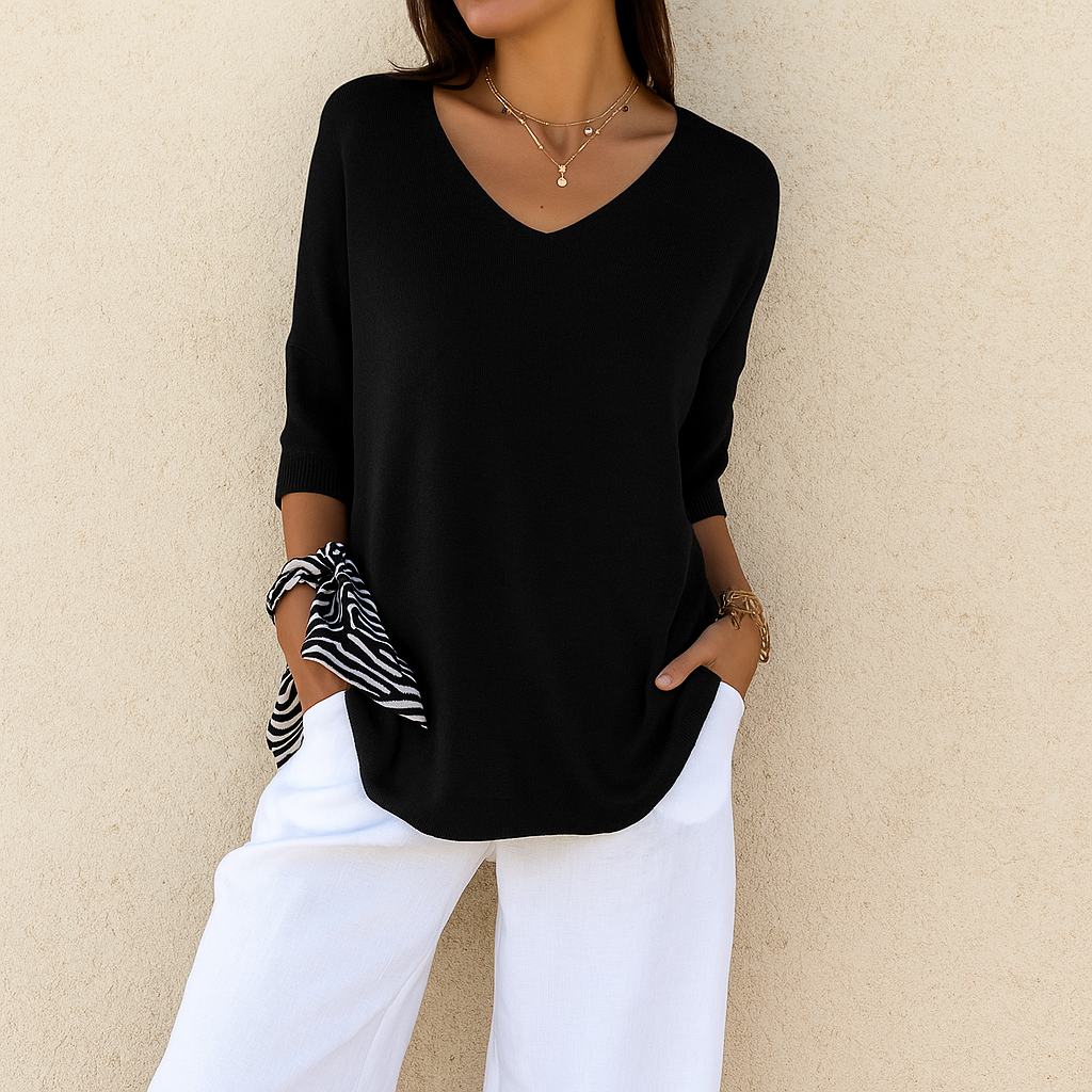 Fiona Knitted V-Neck Top for Women