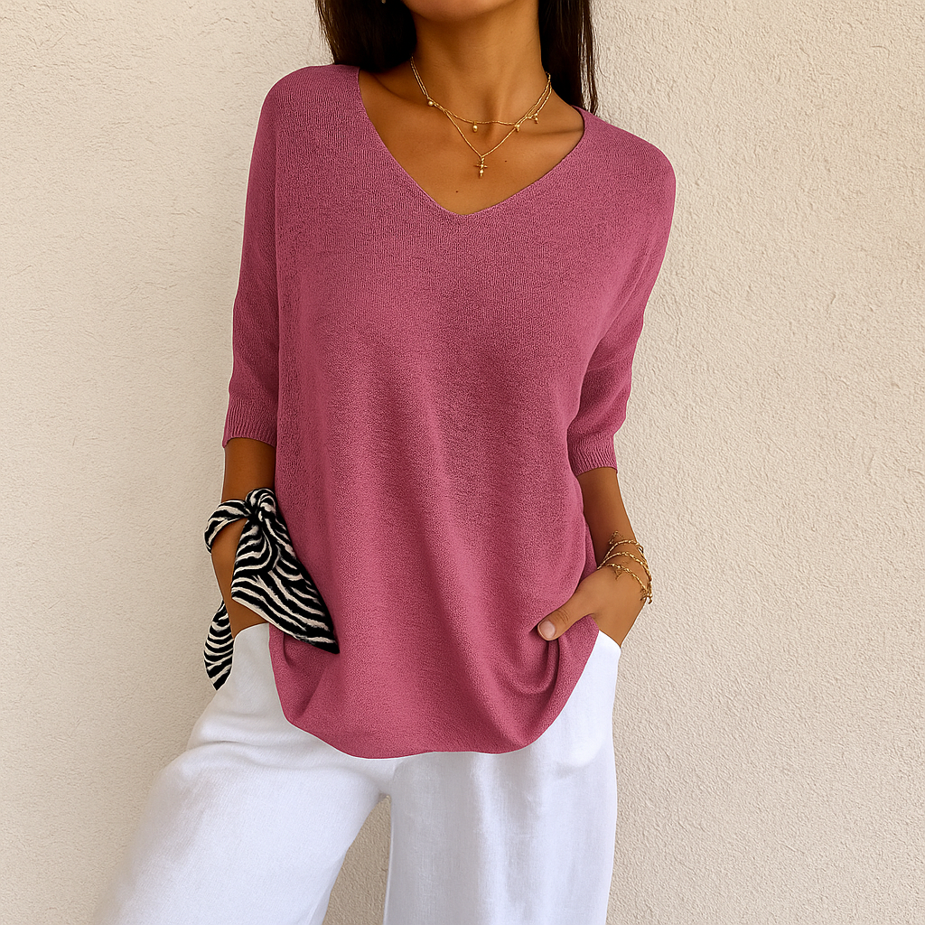 Fiona Knitted V-Neck Top for Women