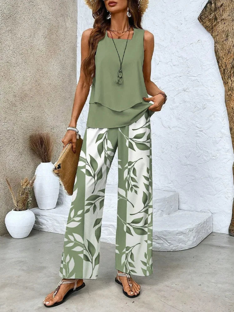 Ovelynra™ | Sleeveless Top and Wide-Leg Trousers Set