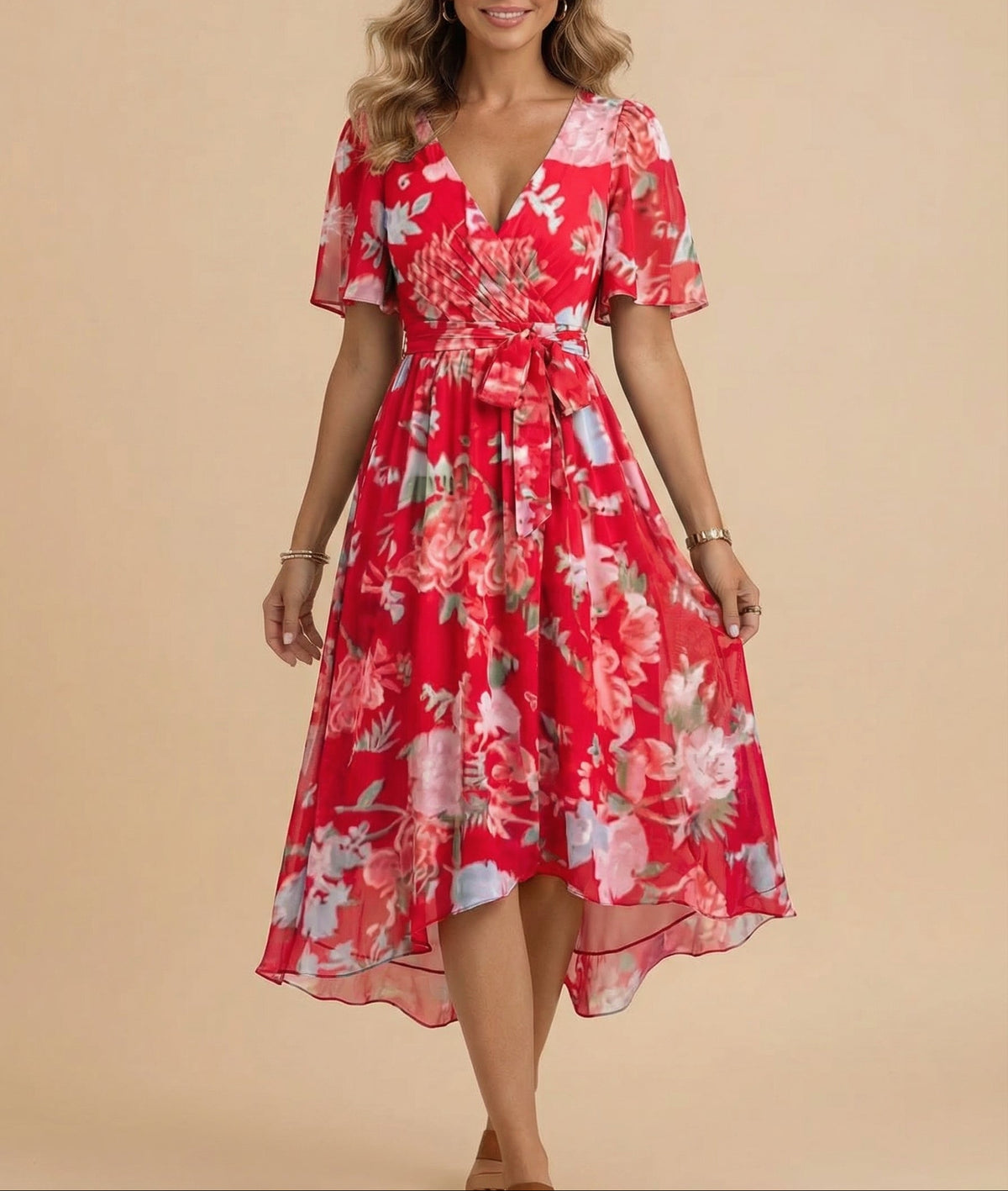 Audrey | Women’s Floral V-Neck Midi Dress
