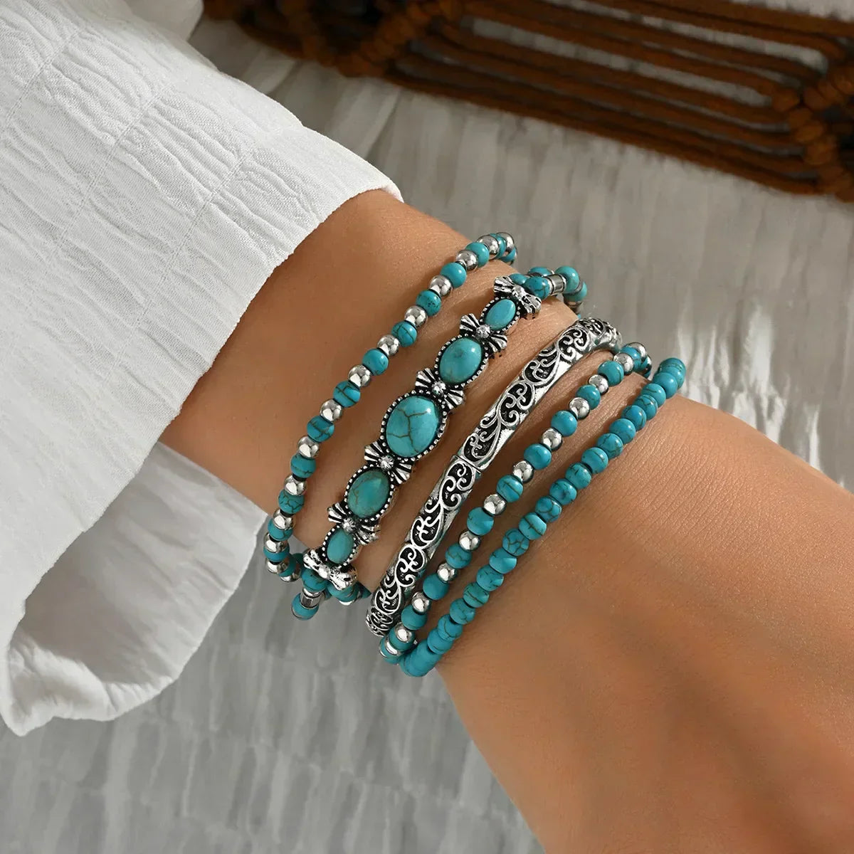 Maëlys — Multi-strand turquoise bracelet