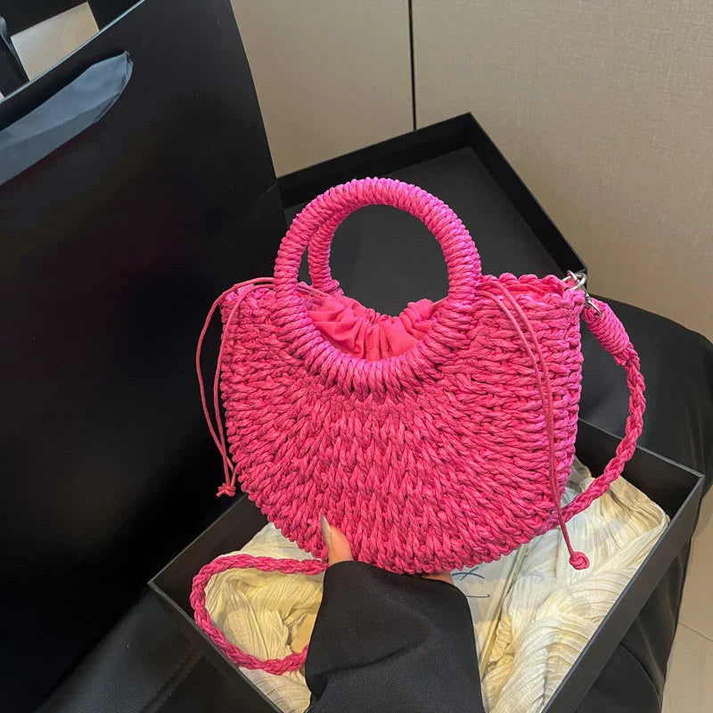 Handwoven Straw Crossbody Shoulder Bag