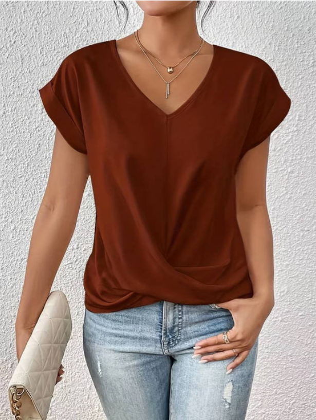 Elin - Casual Draped V-Neck Blouse for Women
