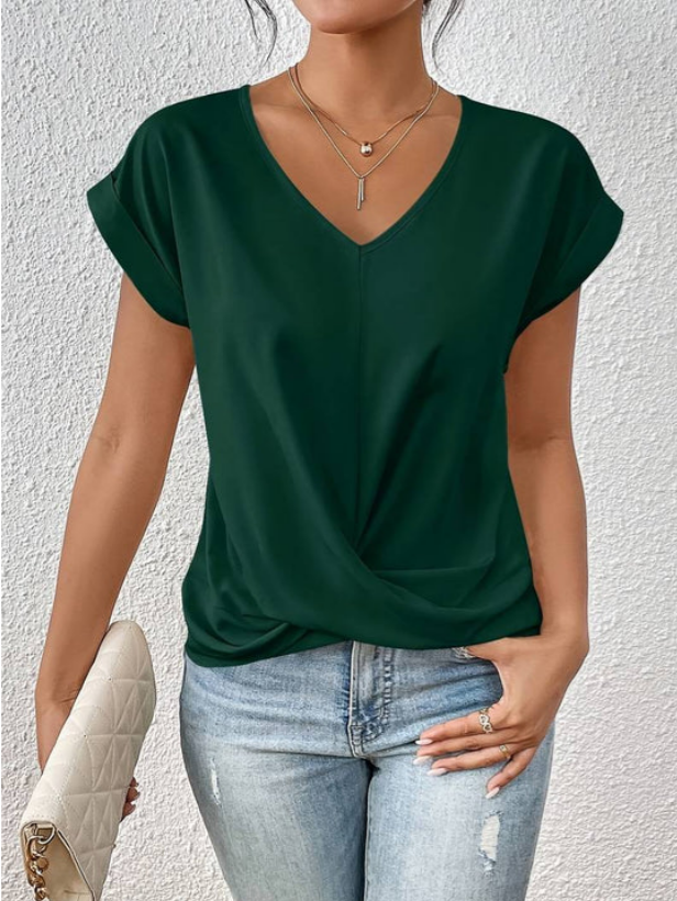 Elin - Casual Draped V-Neck Blouse for Women