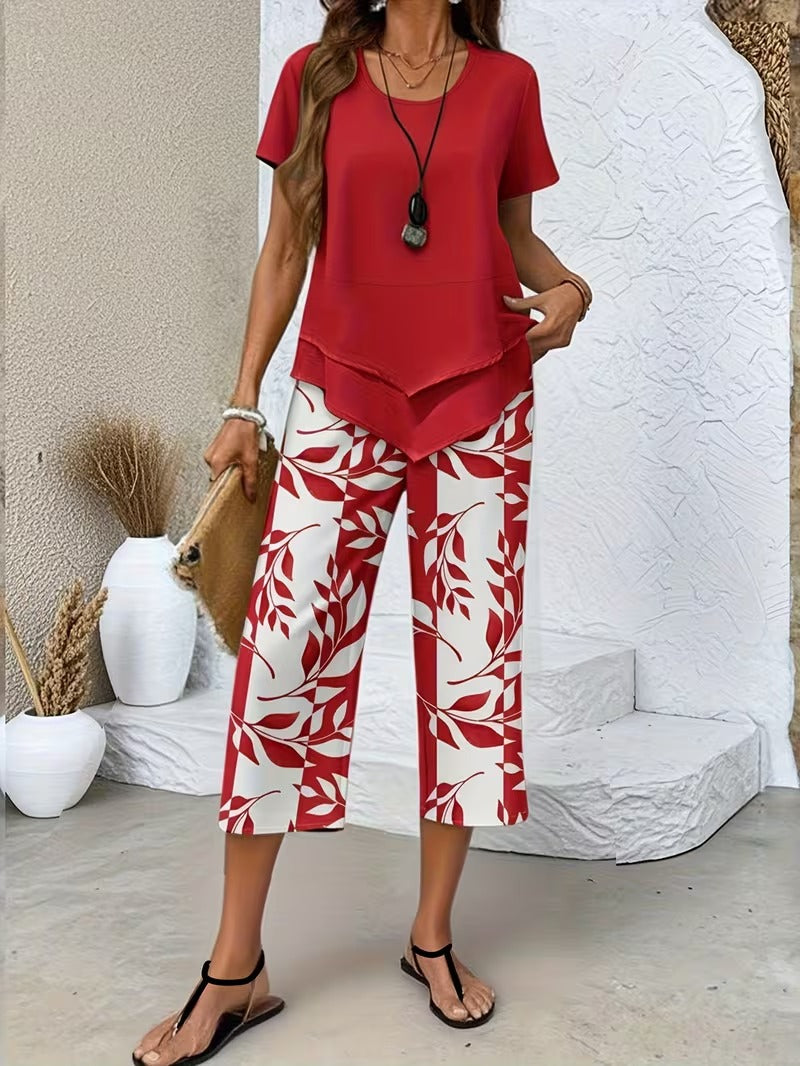 Arvessa | Casual Leaf Print Co-Ord Set