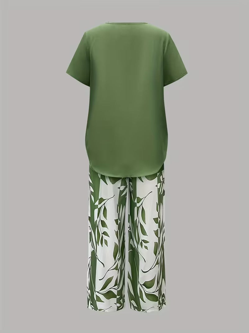 Arvessa | Casual Leaf Print Co-Ord Set