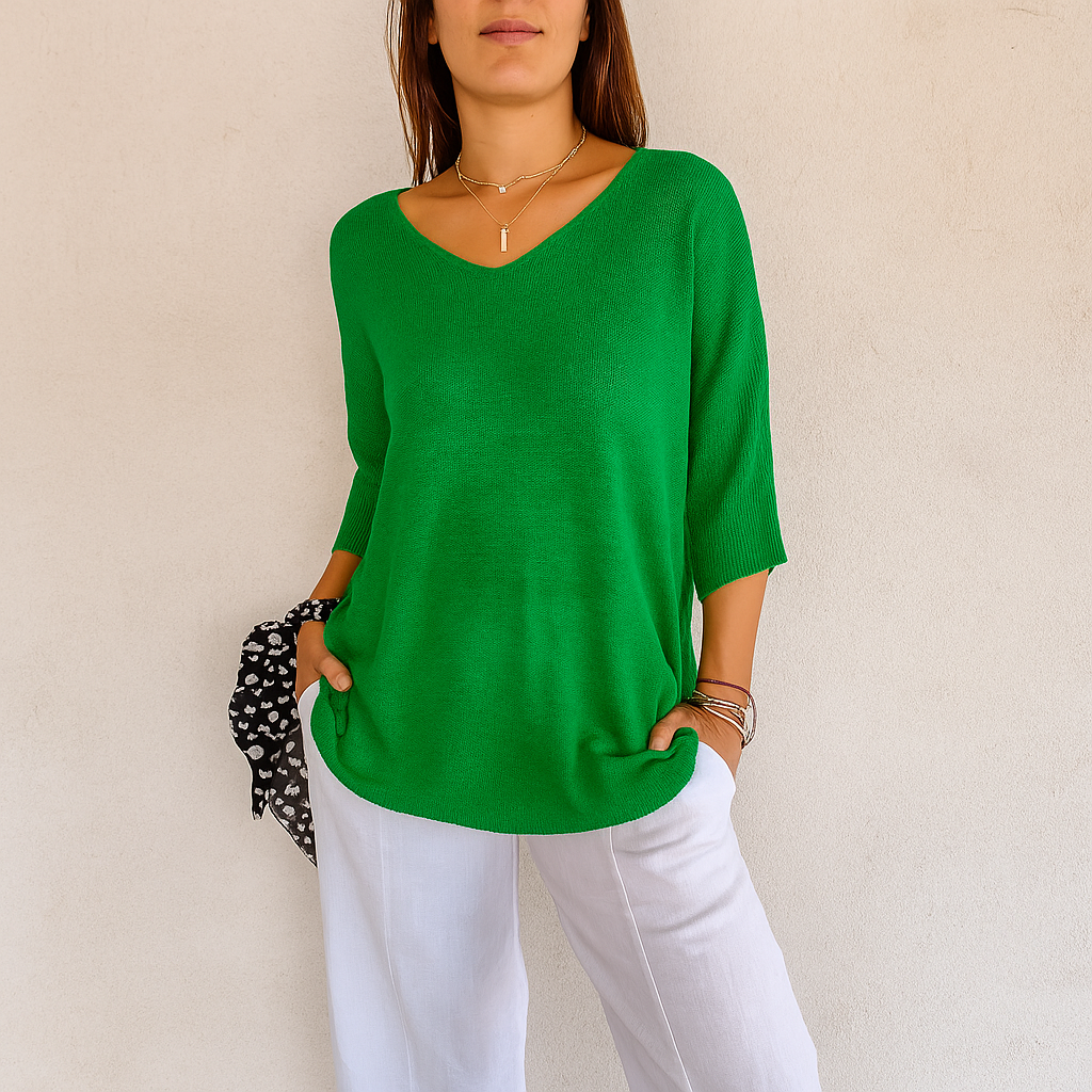 Fiona Knitted V-Neck Top for Women