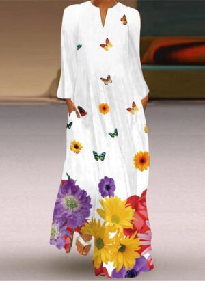 Eveline | Maxi dress with a loose fit and long sleeves