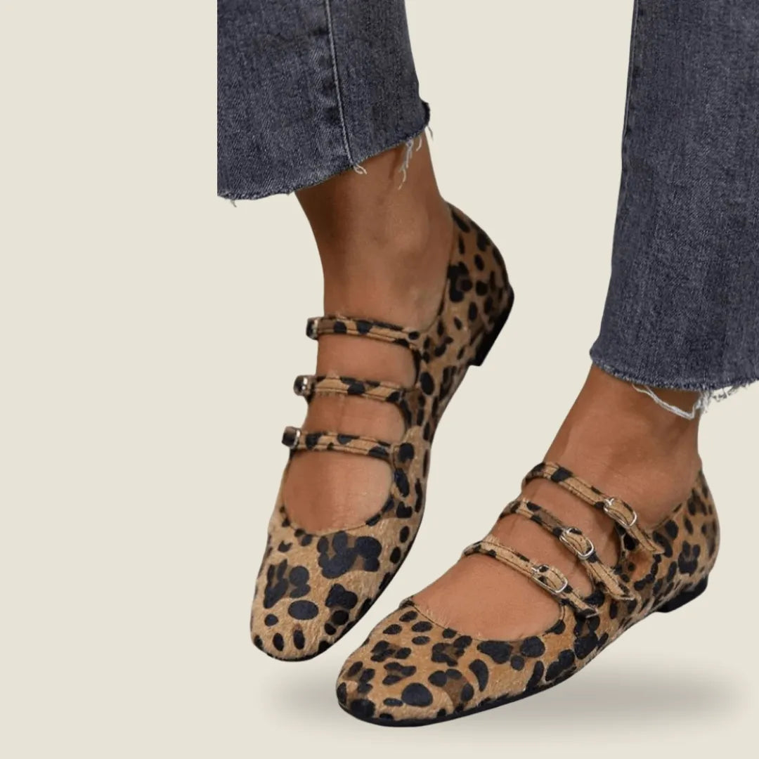 Charlotte | Leopard Print Buckle Flats