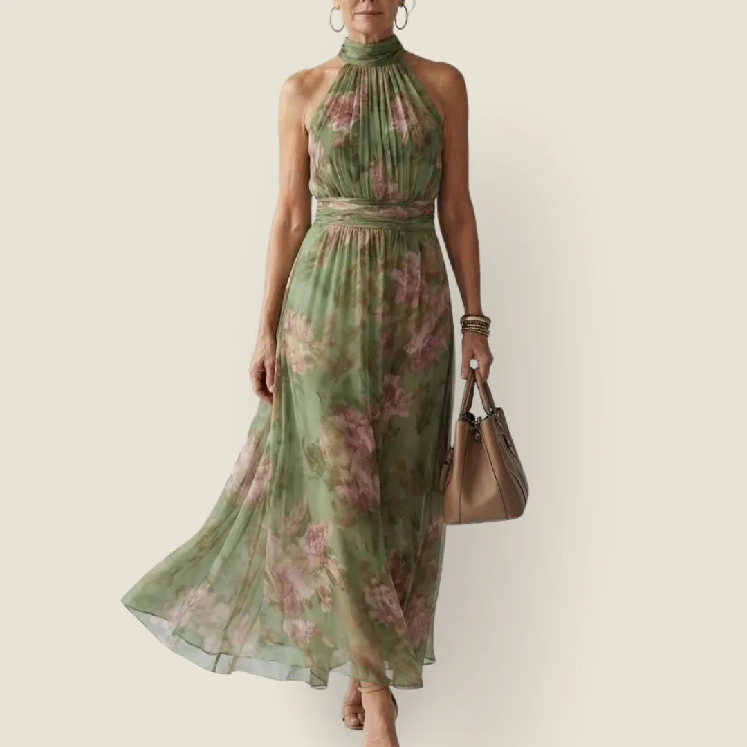Mirelle | Gathered Halter Midi Dress