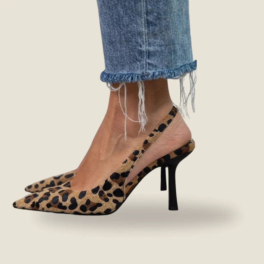 Angie | Leopard Print Slingback Heels