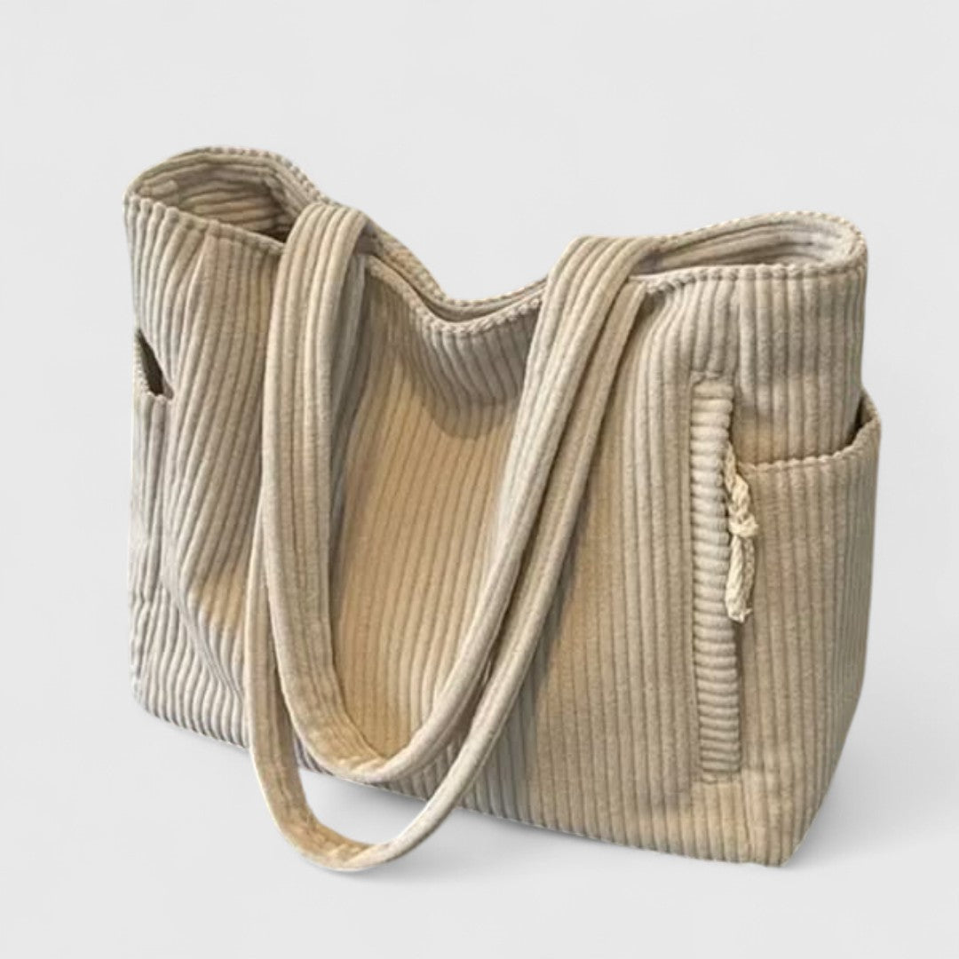 Sue – Corduroy Handbag with Drawstring Detail