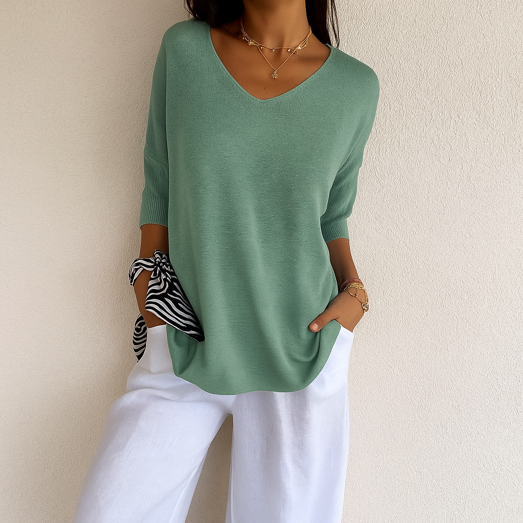 Fiona Knitted V-Neck Top for Women