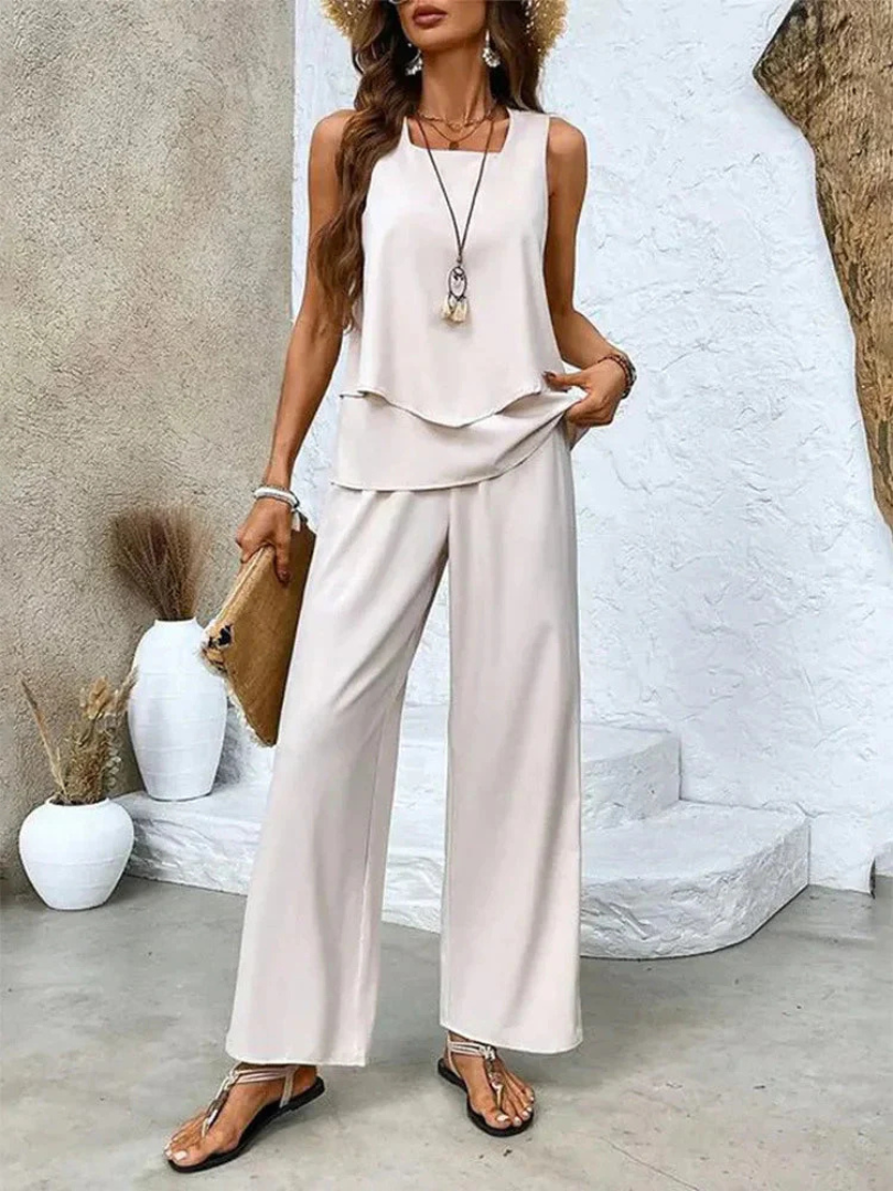 Ovelynra™ | Sleeveless Top and Wide-Leg Trousers Set