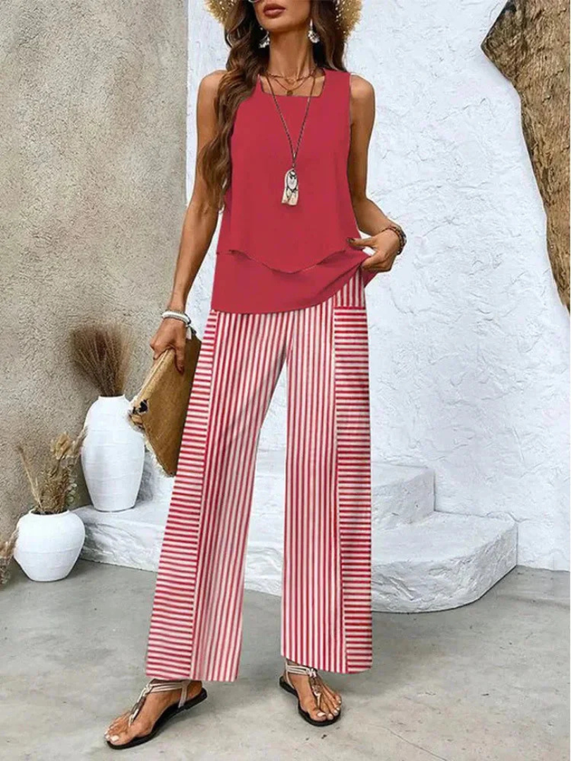 Ovelynra™ | Sleeveless Top and Wide-Leg Trousers Set