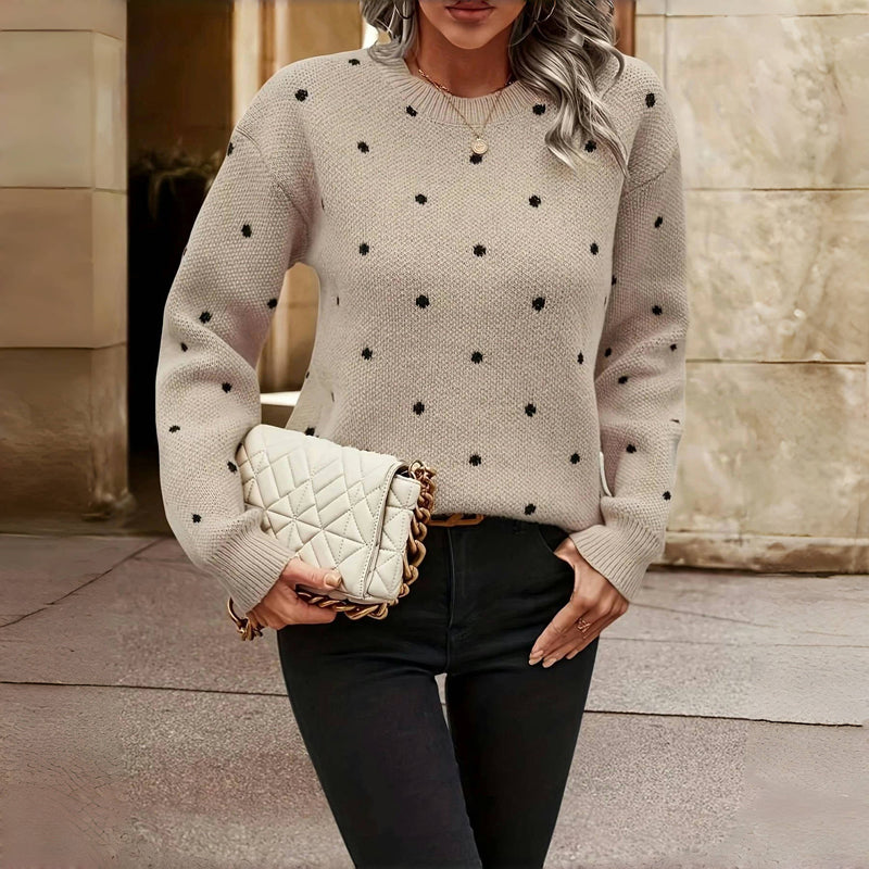 Nora | Knitted Sweater with Polka Dot Design