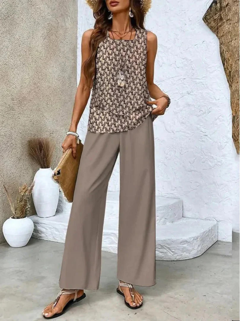 Ovelynra™ | Sleeveless Top and Wide-Leg Trousers Set