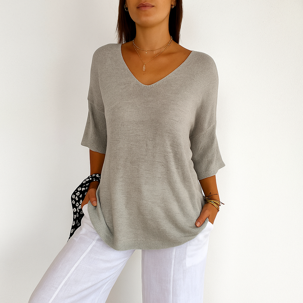 Fiona Knitted V-Neck Top for Women
