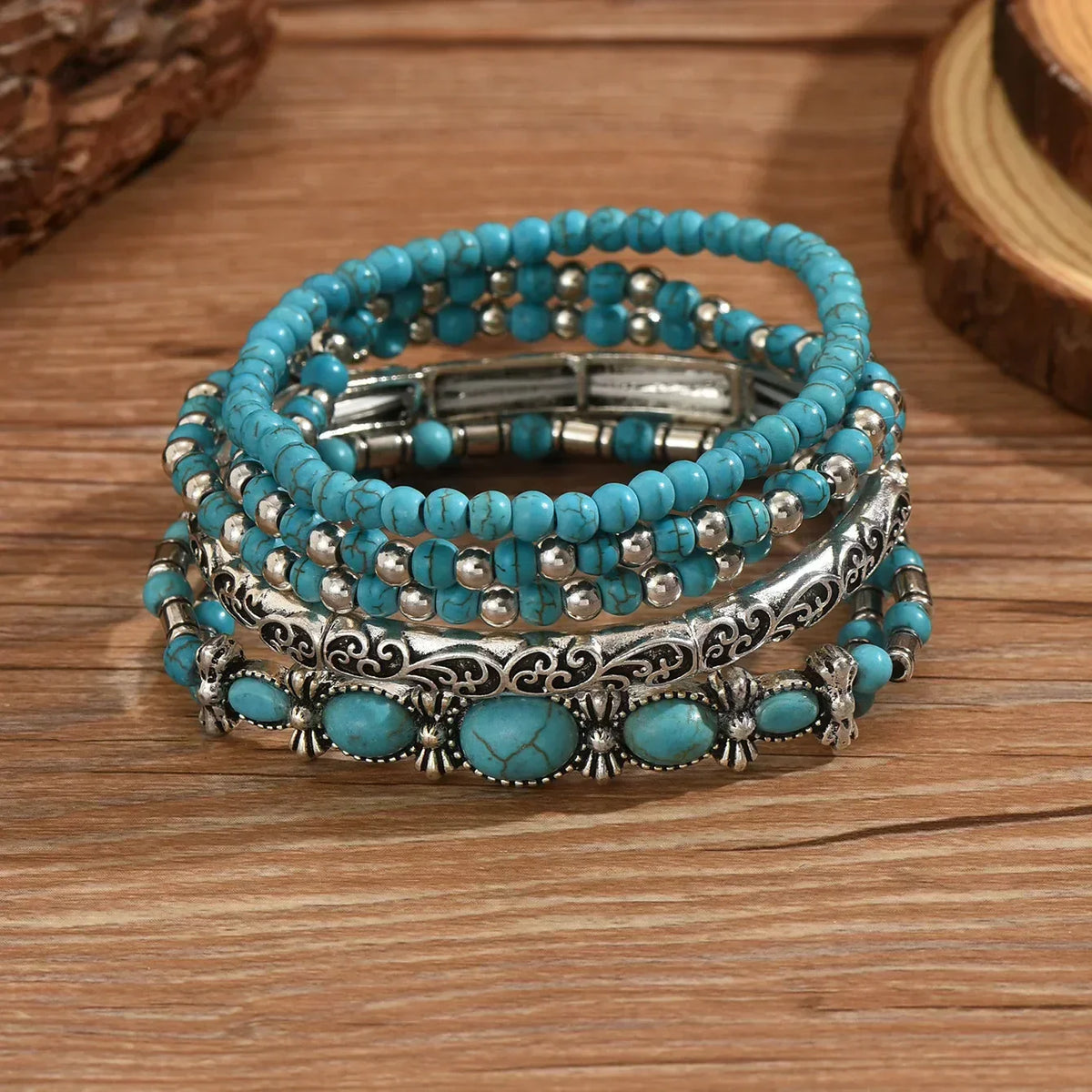 Maëlys — Multi-strand turquoise bracelet