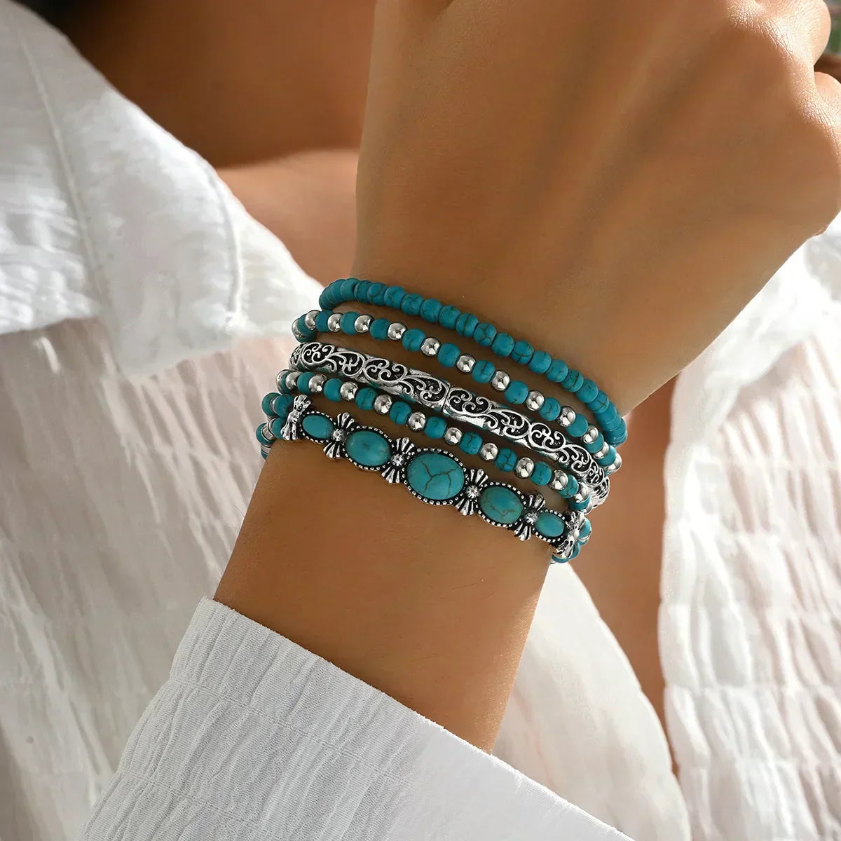 Maëlys — Multi-strand turquoise bracelet