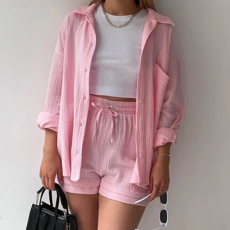 Meli | Relaxed 2-Piece Summer Set (Blouse & Shorts)