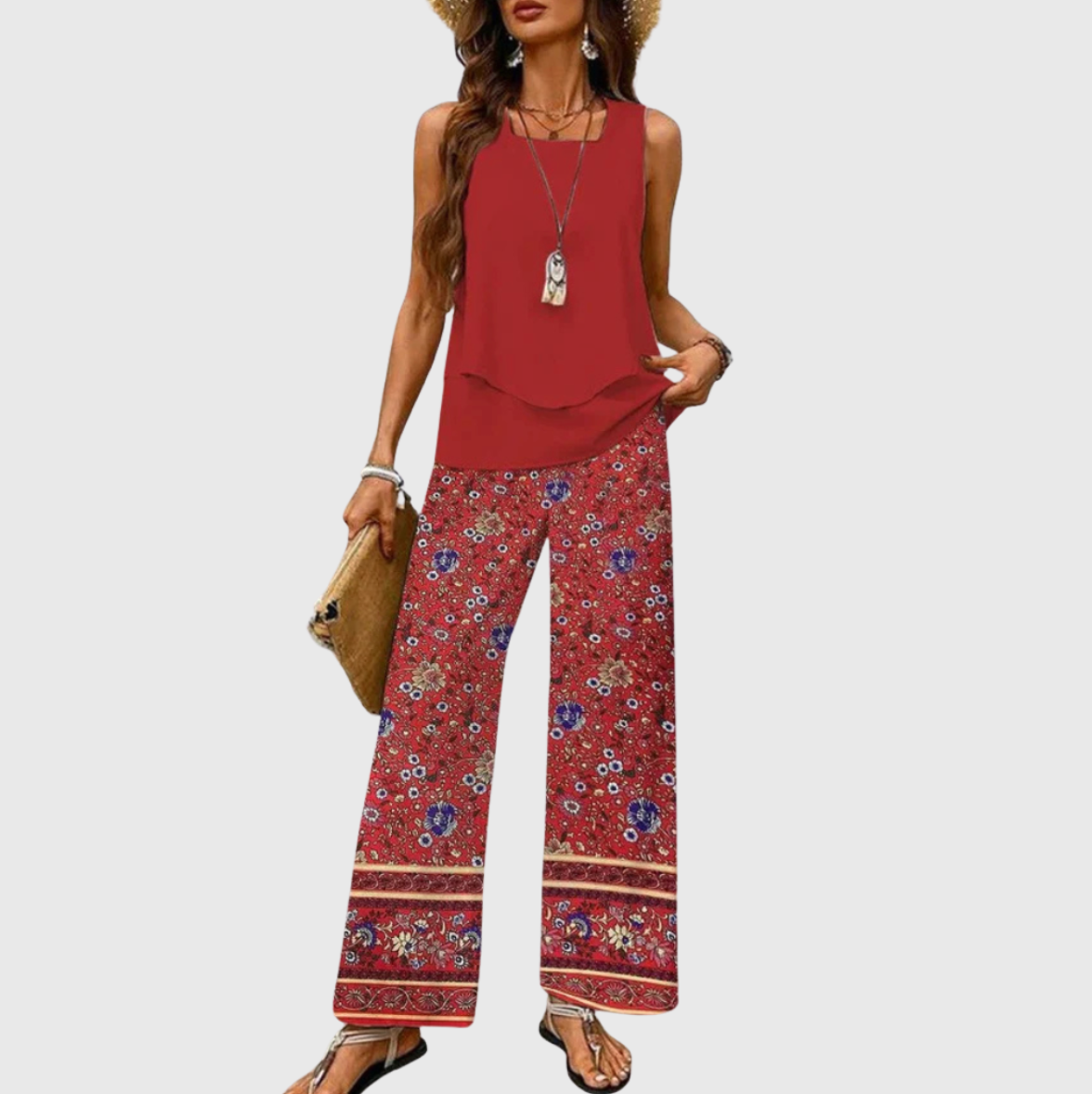 Ovelynra™ | Sleeveless Top and Wide-Leg Trousers Set